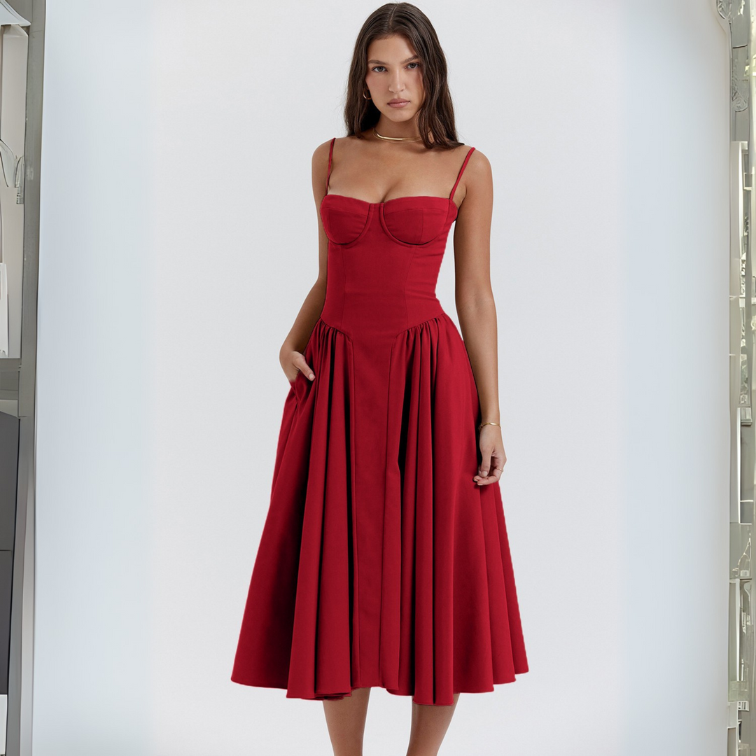 TRENTA™ - Chic Spaghetti Strap Bodycon Midi Dress