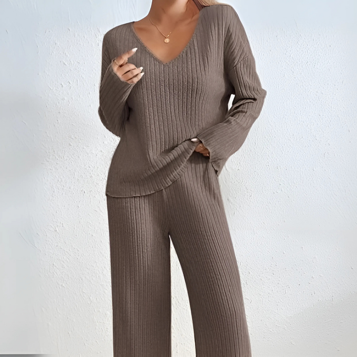 MADEL™ - Comfy Drop Shoulder Long Sleeve Top and Pants Set
