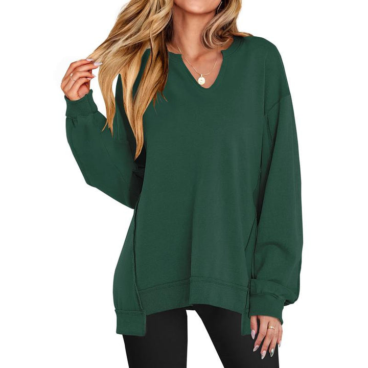 GENEVA™ - Casual V-Neck Oversized Sweatshirt Lightweight Long Sleeve