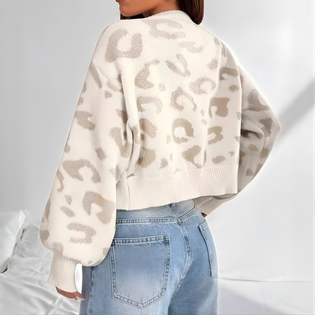 AVIA™ - Comfy Leopard Print Lantern Sleeve Cardigan