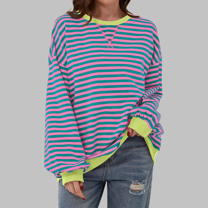 LUKA™ - Casual Long Sleeve Round Neck Striped Sweatshirt