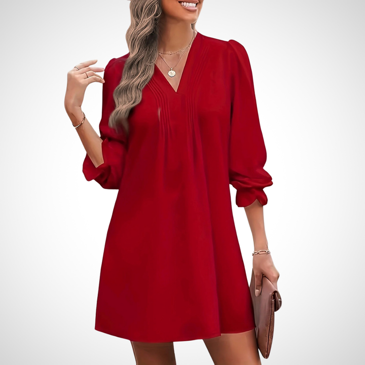 LUCINDA™ - Elegant Ruffled V-Neck Dress