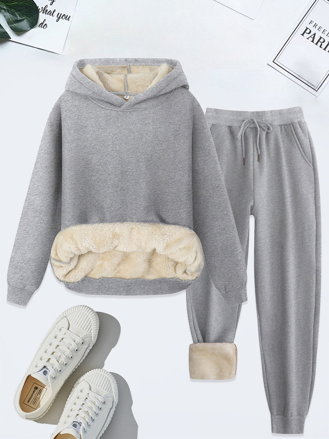 FORDA™ - Cozy Solid Color Hoodie and Drawstring Pants Set
