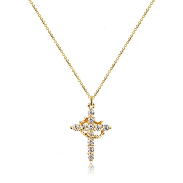 CLARISSE™ – Classic Cross & Crown Necklace