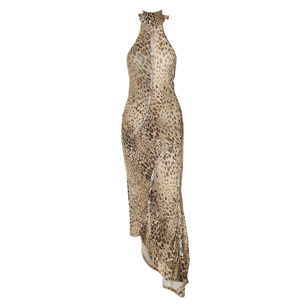 SABINA™ - Graceful Leopard Backless Sleeveless Maxi Dress