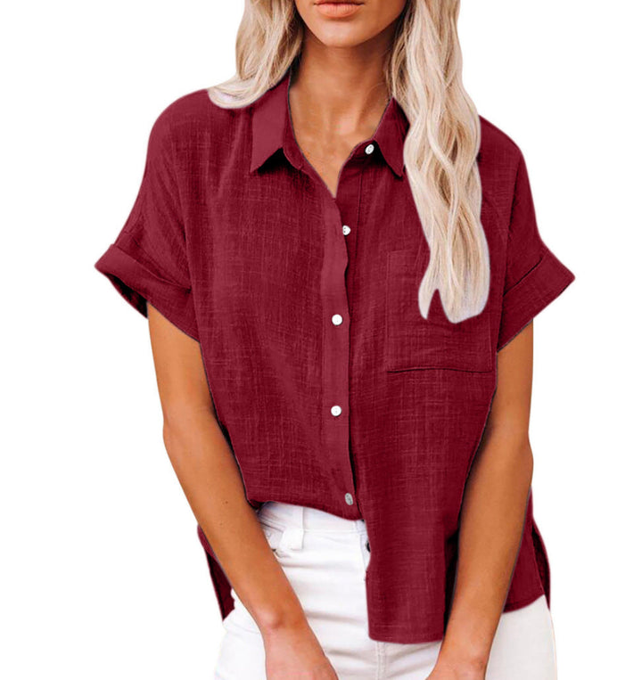 AUDRINE™ – Comfy Casual Button-Up Blouse